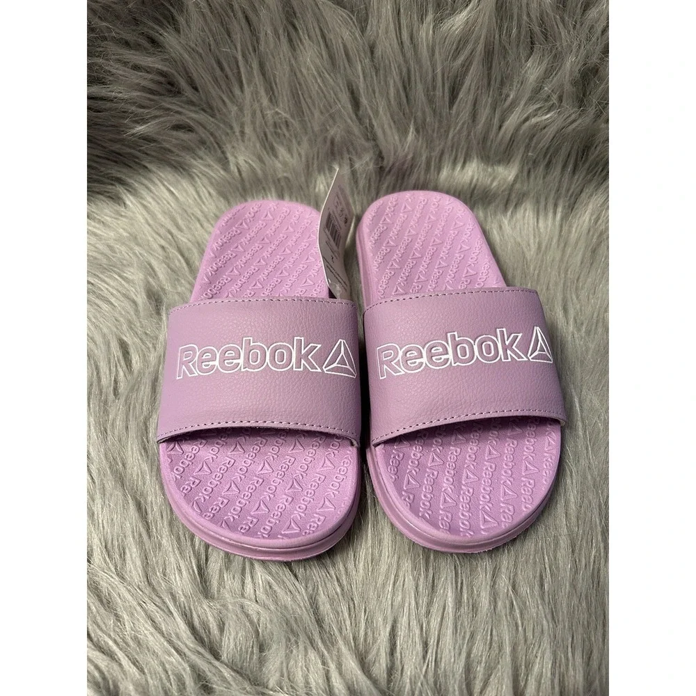 Reebok Slides Girls Size 2 Purple Slip On Sandals Shoes Lightweight Brand New‎